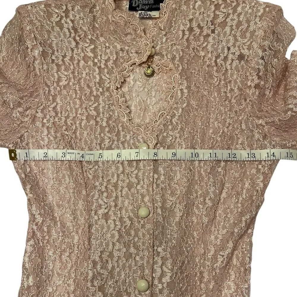 Lace Maxi Dress Vintage Long Sleeve Size 5 Blush Pink Coquette Formal Wear - Picture 5 of 16